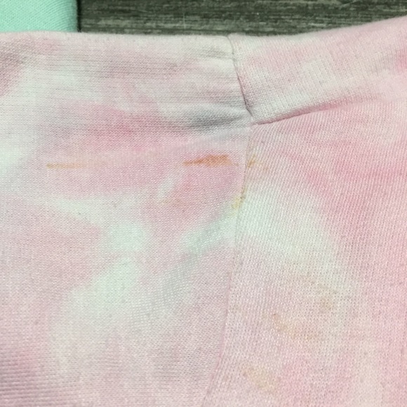 AC/DC Highway To Hell Crop Hoodie Tie Dye Women’s L Pink Green Relaxed - Picture 7 of 9